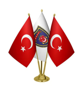 Masa Üstü Deniz Kuvvetleri Bayrağı Türk Bayrağı Üçlü Pirinç Direk Masa Bayrak Seti