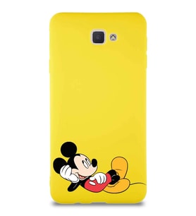 Samsung Galaxy J7 Prime Soft Premier Kapak Mickey Mouse-F Tasarımlı Silikon Kılıf - Sarı (Şeffaf)
