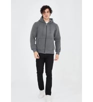 Unisex Tam Fermuarlı Kapşonlu SweatShirt - Füme