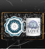 Sevgililer Gününe Özel Kişiye Özel Kupa &  Handmade Makrome Bardak Altlığı