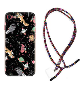 Apple iPhone 5 6 7 8 Plus Se XR Kılıf Boyun Asklı Rasta Silikon Planet Animals 1771
