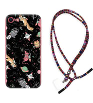 Apple iPhone 5 6 7 8 Plus Se XR Kılıf Boyun Asklı Rasta Silikon Planet Animals 1771