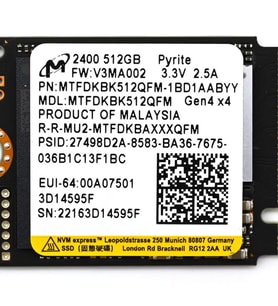 MICRON 512GB 2500 MTFDKBK512QGN 4200-1800MB/s 2242 M2 NVME GEN4 Disk Kutusuz