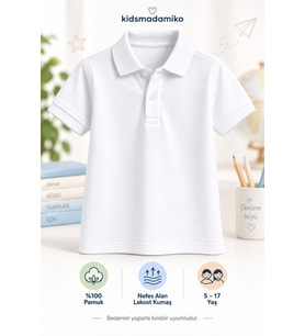 Kısa Kollu Okul Polo Yaka T-shirt 5-17 Yaş Bedenler Yaşlarla Birebir Uyumludur