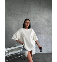 Düz Biskilet Yaka T-shirt - Beyaz