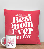 BK Gift Kişiye Özel İsimli Anneler Günü Tasarımlı Kırmızı Kırlent Yastık ve Kupa Seti, Anneye Hediye, Ev Dekorasyonu, Anneler Günü Hediyesi-1