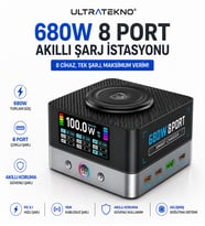ULTRATEKNO WLX-R8A 680W GaN Masaüstü Çoklu Şarj İstasyonu PD 3.1 USB-C Laptop MacBook Telefon Tablet Hızlı Şarj Cihazı