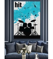 Mavi Bateri Silüeti Posteri Dekoratif Kanvas - Mdf Ahşap Tablo