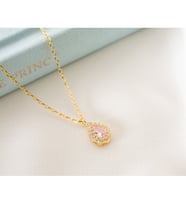 Saklı Takı 925 Ayar Gümüş Ekim Ayı Doğum Taşı ( Pink Tourmaline ) Damla Kolye