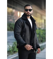 Kışlık Kürklü Napa Deri Biker Mont - Şık ve Sıcak Tasarım (Siyah)