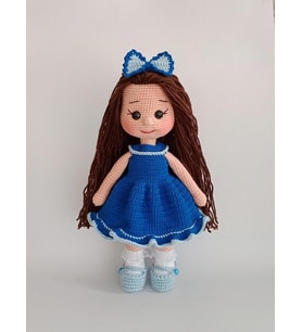 Deniz Mavisi Fatoş Bebek Amigurumi Organik Oyuncak