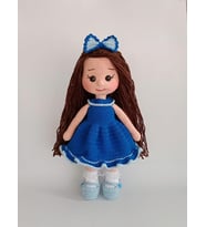 Deniz Mavisi Fatoş Bebek Amigurumi Organik Oyuncak