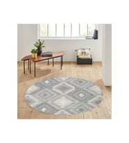 Eliana Home Baskılı, Yıkanabilir Kaymaz Taban Yuvarlak Halı LNA7182 120x120 cm (Gri)