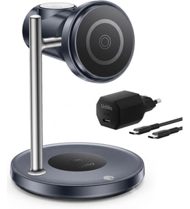 Lexroo 3'ü 1 Arada Qi2 25W Kablosuz Hızlı Şarj Standı Soğutucu Fanlı iPhone ile Uyumlu-Watch ile