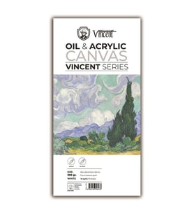 Vincent Oil & Acrylic Canvas White Tuval Dokulu Blok 300 gr 16,5x34 cm 10 Sayfa 