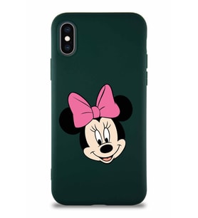 Apple iPhone X Soft Premier Kapak Minnie Mouse-C Tasarımlı Silikon Kılıf - Yeşil (Şeffaf)