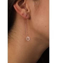 925 Ayar Gümüş Zincirli Rose Kaplama Beyaz Taşlı Kilit Kalp Model Küpe