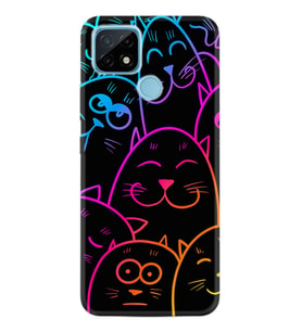Realme C11 C21 C21Y C25Y C11 2021 Kılıf Desemli Silikon Neon Cats 1790