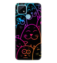 Realme C11 C21 C21Y C25Y C11 2021 Kılıf Desemli Silikon Neon Cats 1790