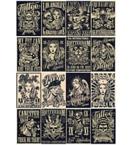Vintage Poster Sticker 16 Parça Telefon, Tablet, Defter, Laptop Sticker