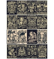 Vintage Poster Sticker 16 Parça Telefon, Tablet, Defter, Laptop Sticker
