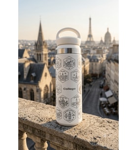 Collego 500 ml Kadınlara Özel Avrupa Seyahat Termosu VOYAGER NO4 – 24 Ülke Lazer İşlemeli, Renkli UV DTF Sticker Setli