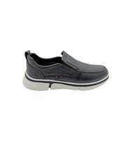 Voyager - M022  Erkek Hakiki Deri Bağcıksız Casual Ayakkabı - SİYAH - 44