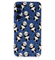 Samsung Galaxy S22 Plus Uyumlu Lansman Kılıf Panda Tasarımlı İçi Kadife Kapak-Lacivert (Şeffaf)