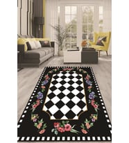 Dijital Kaymaz Taban Yıkanabilir Modern Renkli Salon Halısı Mutfak Halısı Yolluk ND-HT-626 (Siyah)