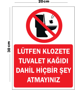 Metal Lütfen Klozete Tuvalet Kağıdı Dahil Hiçbir Şey 20cm x 30cm A4 Büyüklüğünde Uyarı Levhası Yön