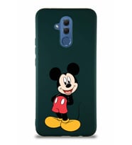 Huawei Mate 20 Lite Soft Premier Kapak Mickey Mouse-B Tasarımlı Silikon Kılıf - Yeşil (Şeffaf)