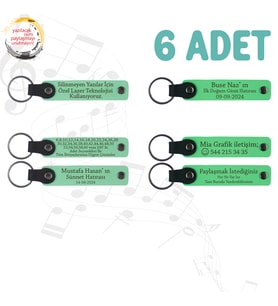 Yeşil & Fıstık Yeşili, Aile Buluşmalarına Özel Anı, 6’lı Set, İsim Yazılabilen Deri Anahtarlık