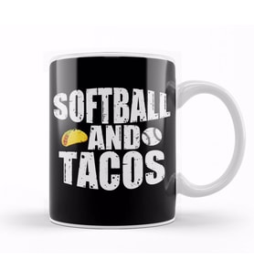 Softball And Tacos Funny Novelty Kupa Bardak Porselen