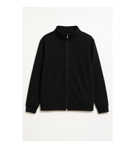 Erkek Siyah Dik Yaka Fermuarlı İçi Polarlı Sweatshirt