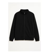Erkek Siyah Dik Yaka Fermuarlı İçi Polarlı Sweatshirt