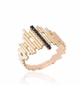 ZigZag Altın Yüzük Rose 14K Gold Onix Taşlı (Çok Renkli)
