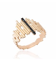 ZigZag Altın Yüzük Rose 14K Gold Onix Taşlı (Çok Renkli)