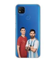 Xiaomi Redmi 9C / 10A Uyumlu Cristiano Ronaldo & Lionel Messi Tasarımlı Şeffaf Telefon Kılıfı