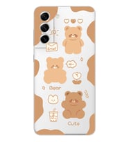 Samsung Galaxy S21 FE Uyumlu Cute Bear Tasarımlı Şeffaf Telefon Kılıfı