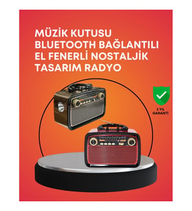Mey İthalat® Nostaljik Radyo Görünümlü Bluetooth Hoparlör – FM/AM Yayın, Kablosuz Bağlantı, Şarj Edi