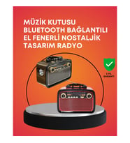 Mey İthalat® Nostaljik Radyo Görünümlü Bluetooth Hoparlör – FM/AM Yayın, Kablosuz Bağlantı, Şarj Edi