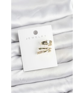 Gold Renk Zirkon Taşlı Pirinç Kıkırdak Küpe - TJ-BKP11613