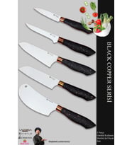 Black Copper Serisi Mutfak Bıçak Seti Et Ekmek Sebze Salata Börek Şef Bıçağı 5 Li Set ( Mft-568)
