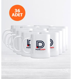 Kurum ve Firmalara Özel Logo Baskılı 36 Adet Kupa Bardak