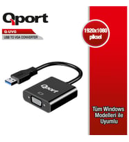QPORT Q-UVG USB 3.0 TO VGA ÇEVİRİCİ