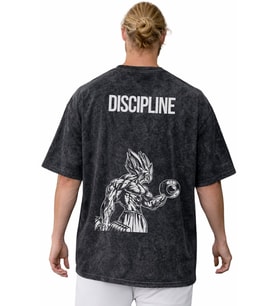 Bodybuilding Fitness Disiplin Yazılı Anime Sırt Baskılı Unisex Oversize Vintage Yıkamalı Tişört