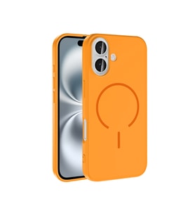 Apple iPhone 16 Uyumlu Kılıf M-safe Şarj Özellikli Zore Meta Kapak (Turuncu)