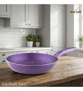 ARZU ÇELİK 28 Cm Granit Tek Saplı Tava - Violet