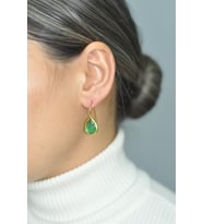 Kadir Jewellery 22 Ayar Altın Kaplama Damla Taşlı Küpe -El İşçiliği Ve Hipoalerjenik Küpe
