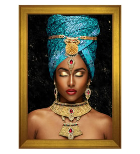 Kadın Motifli Kanvas Tablo 50 x 70 cm Gold Çerçeve